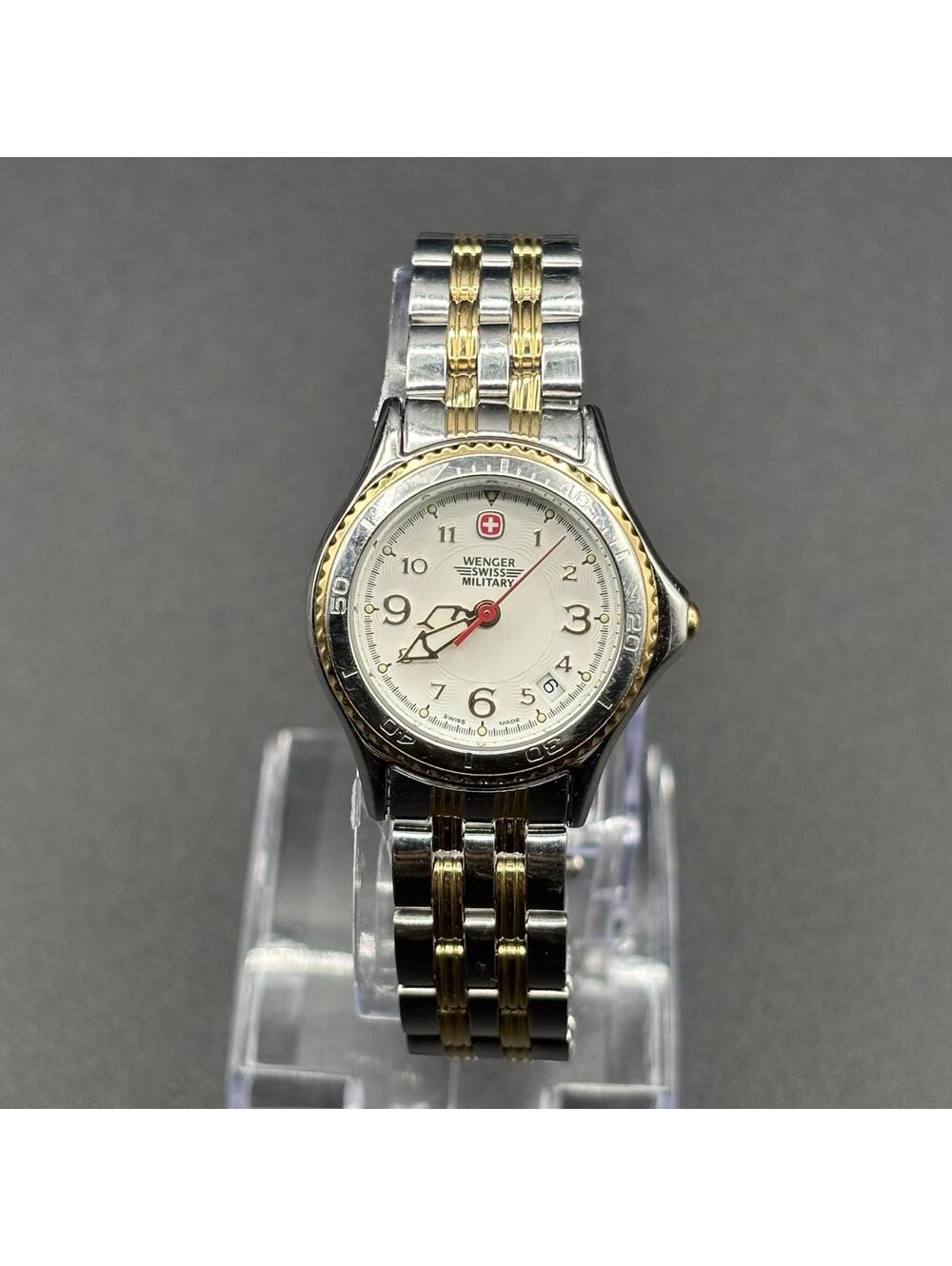 Wenger Swiss Military 79095 Two Tone 28mm Watch w/Date White Dial - Running